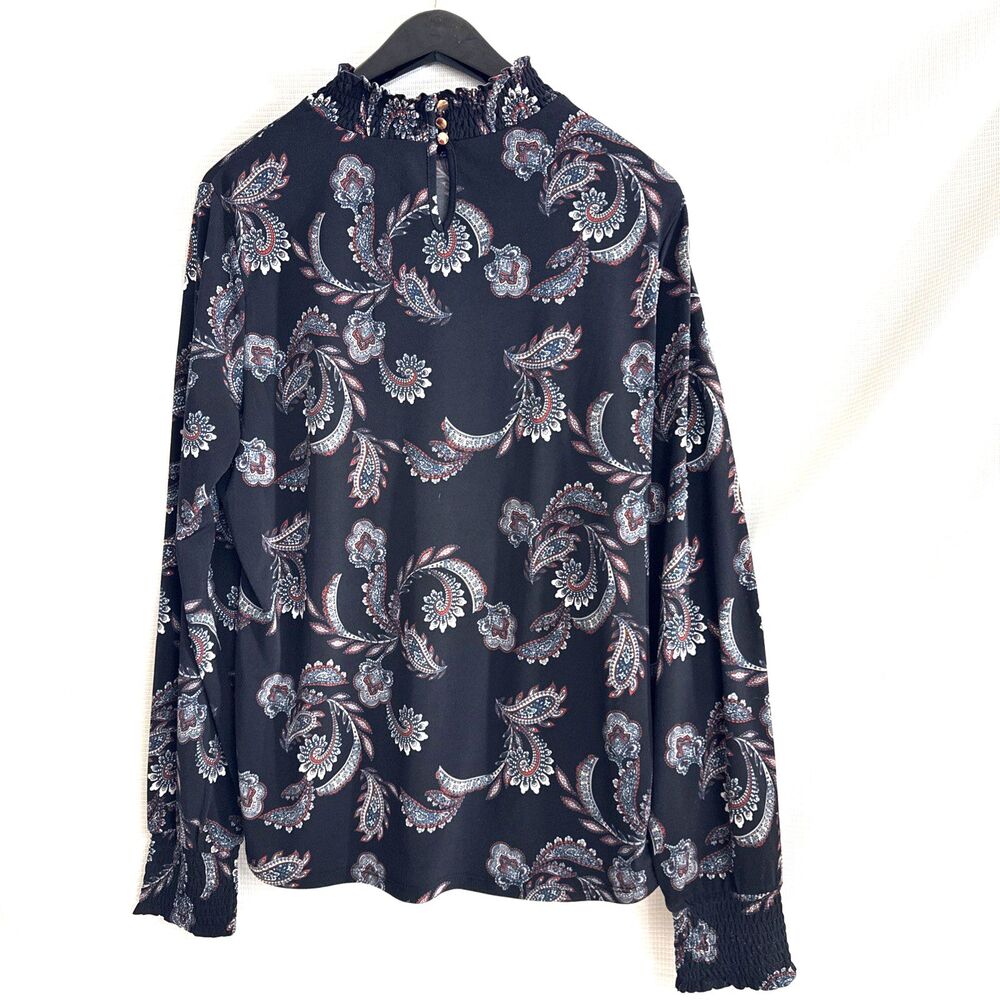 Ivanka Trump Long-sleeved Blouse . Gold Clasp Buttons With Paisley Design - L